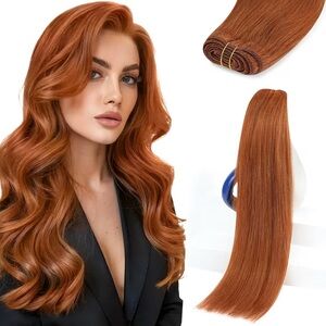 20” Copper Red Weft Human Hair Extensions 100% Human Hair Bundle